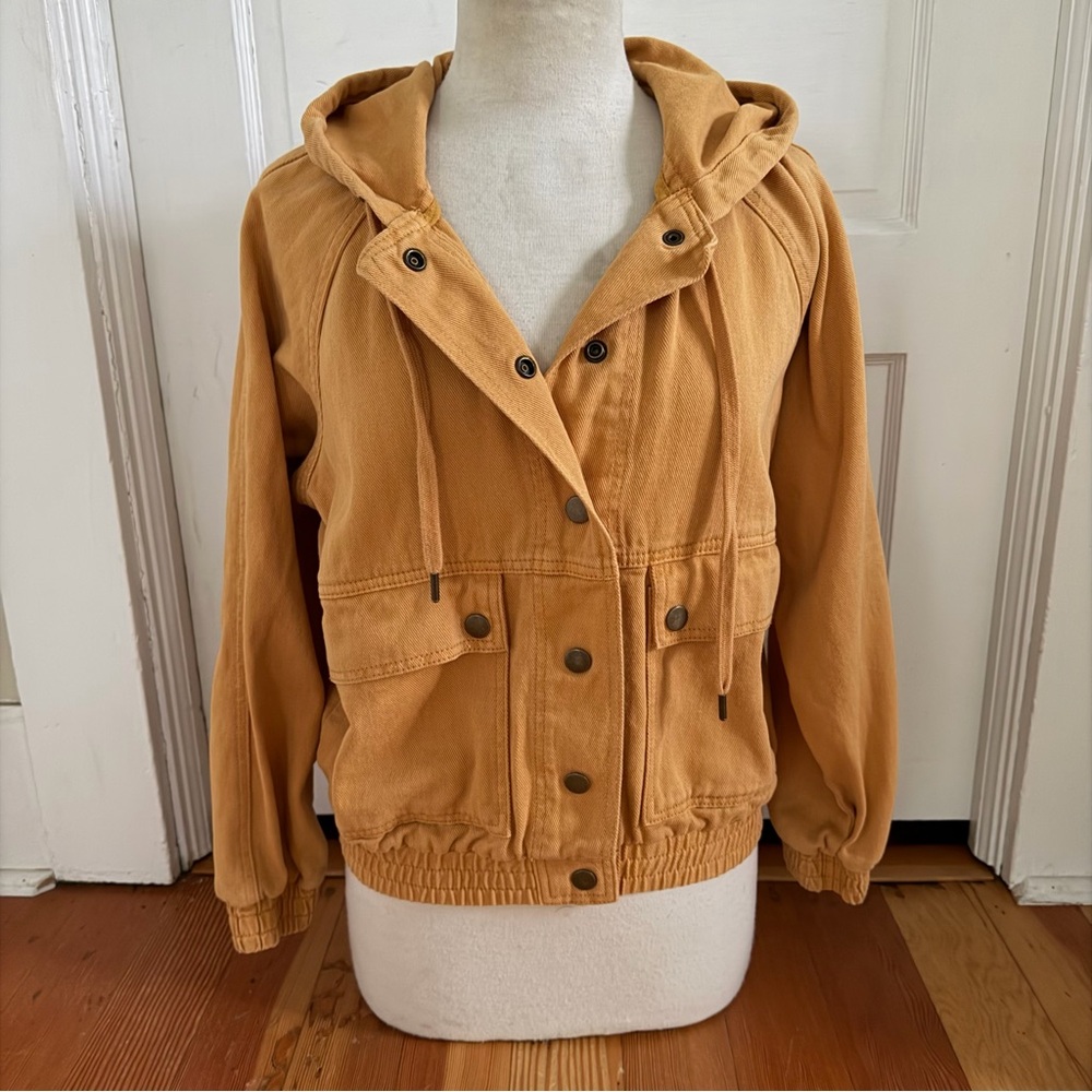 Forever 21 Mustard Yellow Denim Utility Bomber‎ Jacket Small